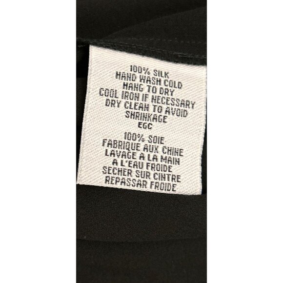 Eileen Fisher 100% Silk Black Button-Up Cardigan Blouse Long Sleeve Size Large - Picture 7 of 7